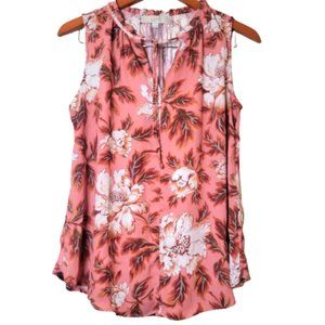 LOFT FLORAL TIE NECK BLOUSE